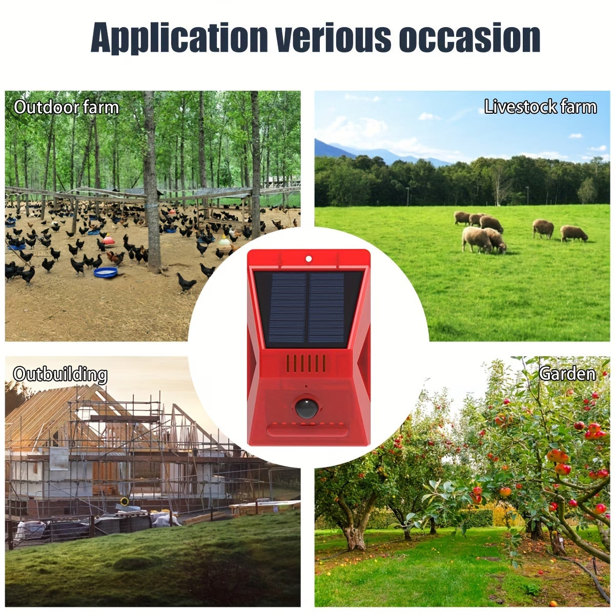 Solar Alarm Strobe Light with Motion Sensor Outdoor Alarm 129dB Sound Security Siren Protected