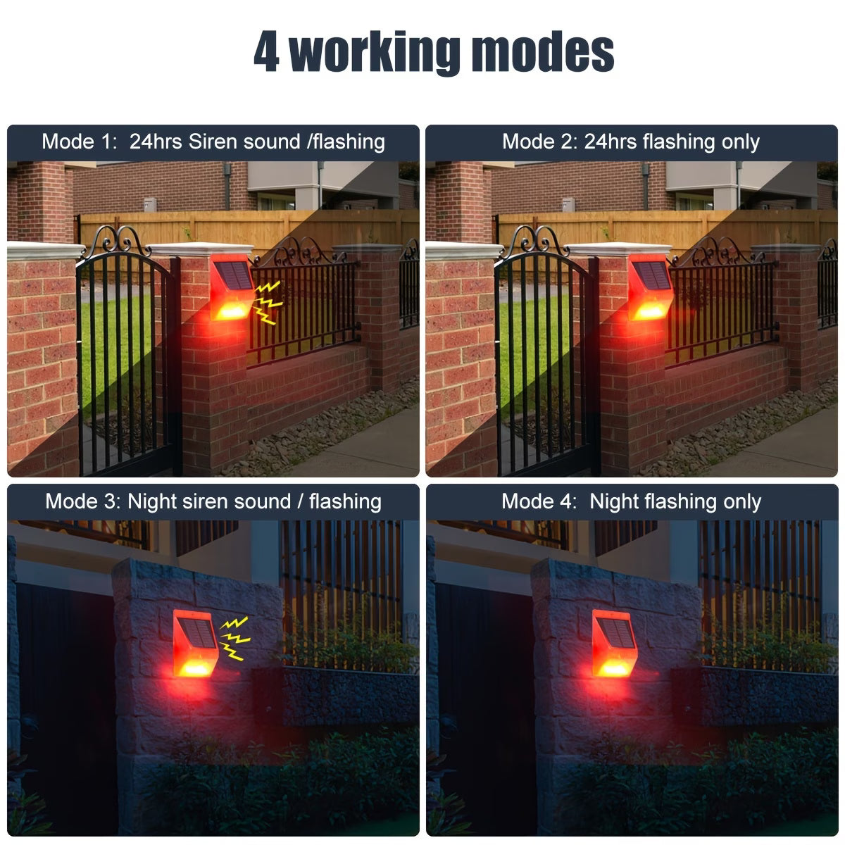 Solar Alarm Strobe Light with Motion Sensor Outdoor Alarm 129dB Sound Security Siren Protected