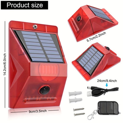 Solar Alarm Strobe Light with Motion Sensor Outdoor Alarm 129dB Sound Security Siren Protected