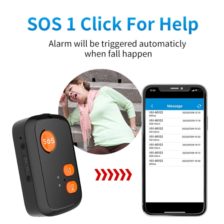 V51 A Style IP67 Waterproof 4G LTE 3G 2G GSM Elderly SOS Button Emergency Alarm GPS Tracker For Asia/Europe/Africa/Australia